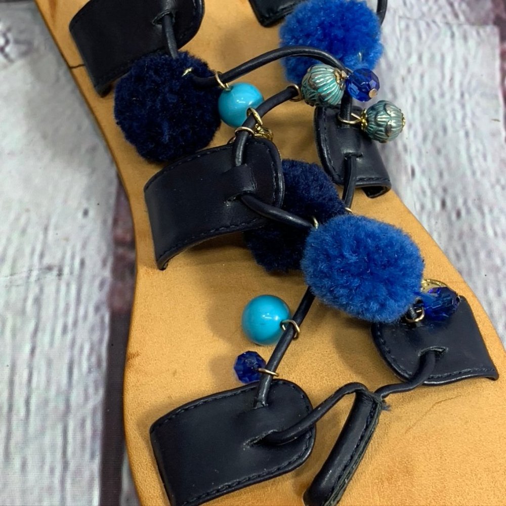 BP. Laney Blue Pom Pom Tassel Twinkly Beads Ankle - Picture 9 of 10